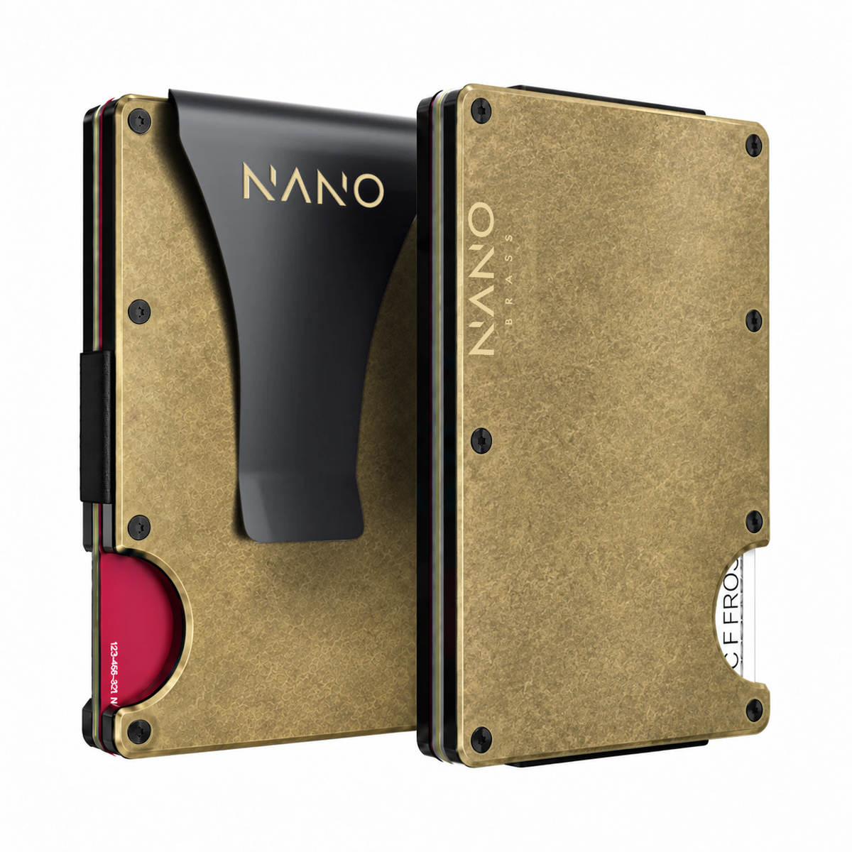NANO Solid Brass Money Clip Wallet — Front and back side by side