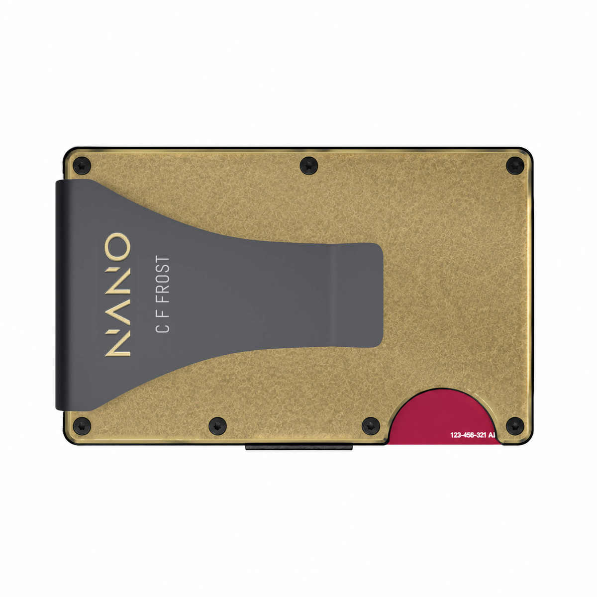 NANO Personalised Solid Brass Money Clip Wallet — Rear landscape view