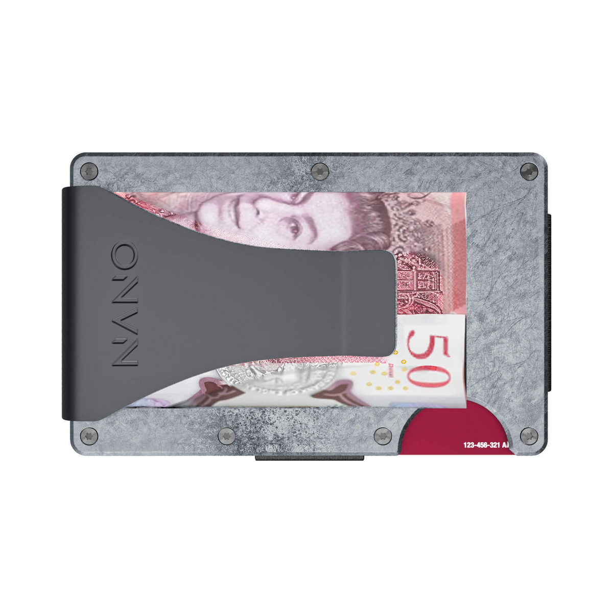 NANO Dark Storm aerospace aluminium money clip wallet — money clip holding folded cash