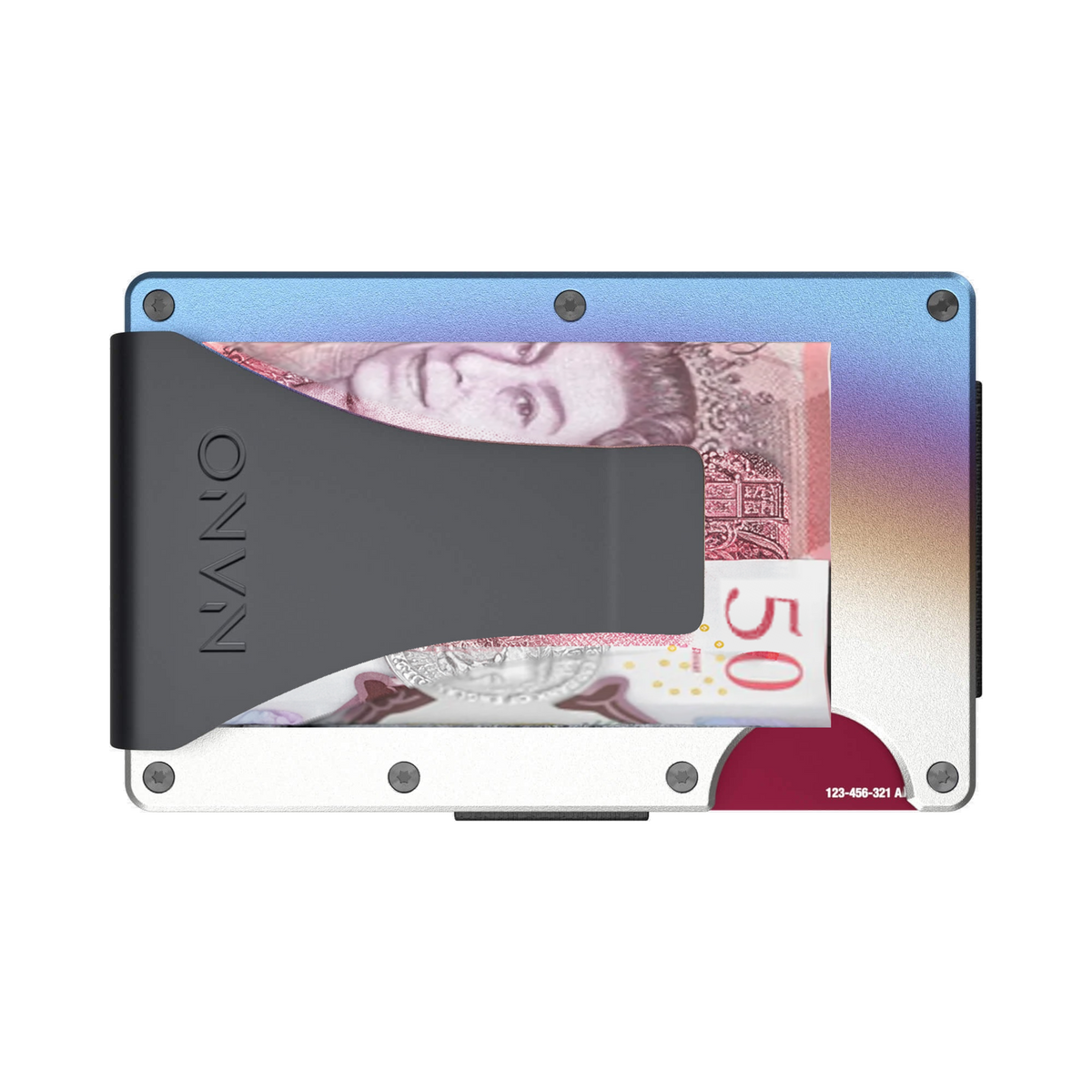 NANO Flame Burnt aerospace aluminium money clip wallet — money clip holding folded cash