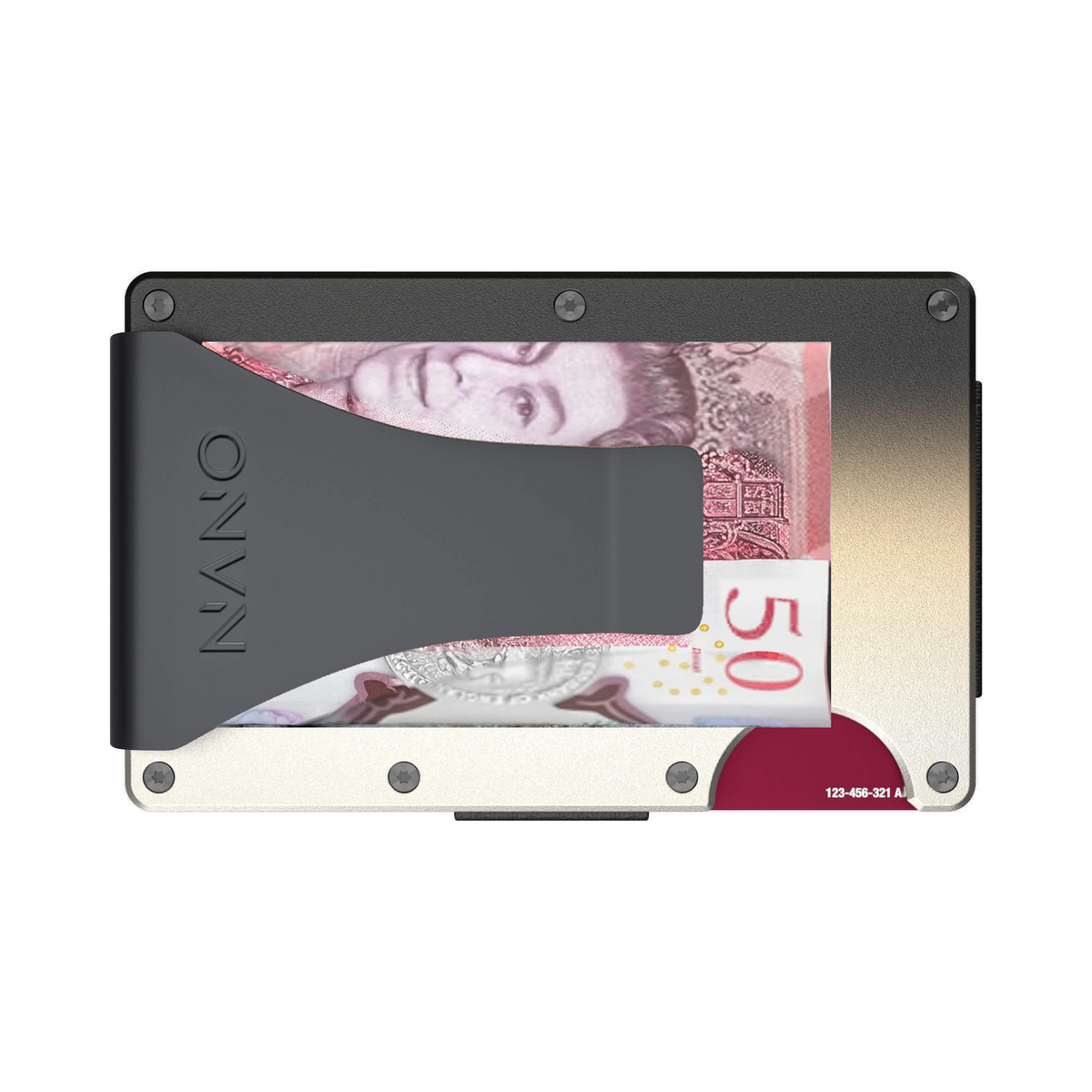 NANO Onyx Eclipse aerospace aluminium money clip wallet — money clip holding folded cash