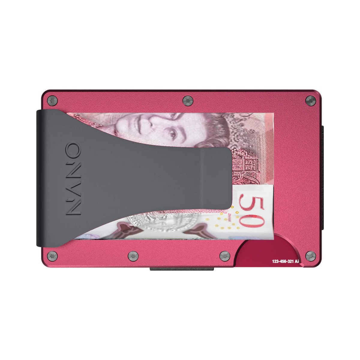 NANO Portofino Red aerospace aluminium money clip wallet — money clip holding folded cash