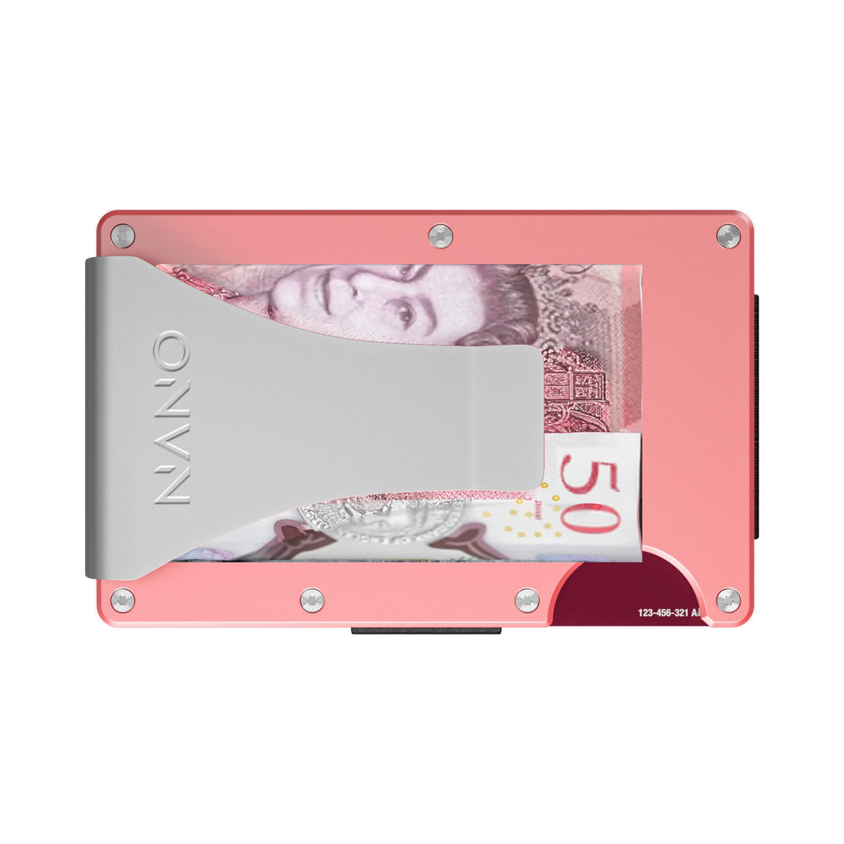 NANO CHIC Sunset Blush aerospace aluminium money clip wallet — money clip holding folded cash