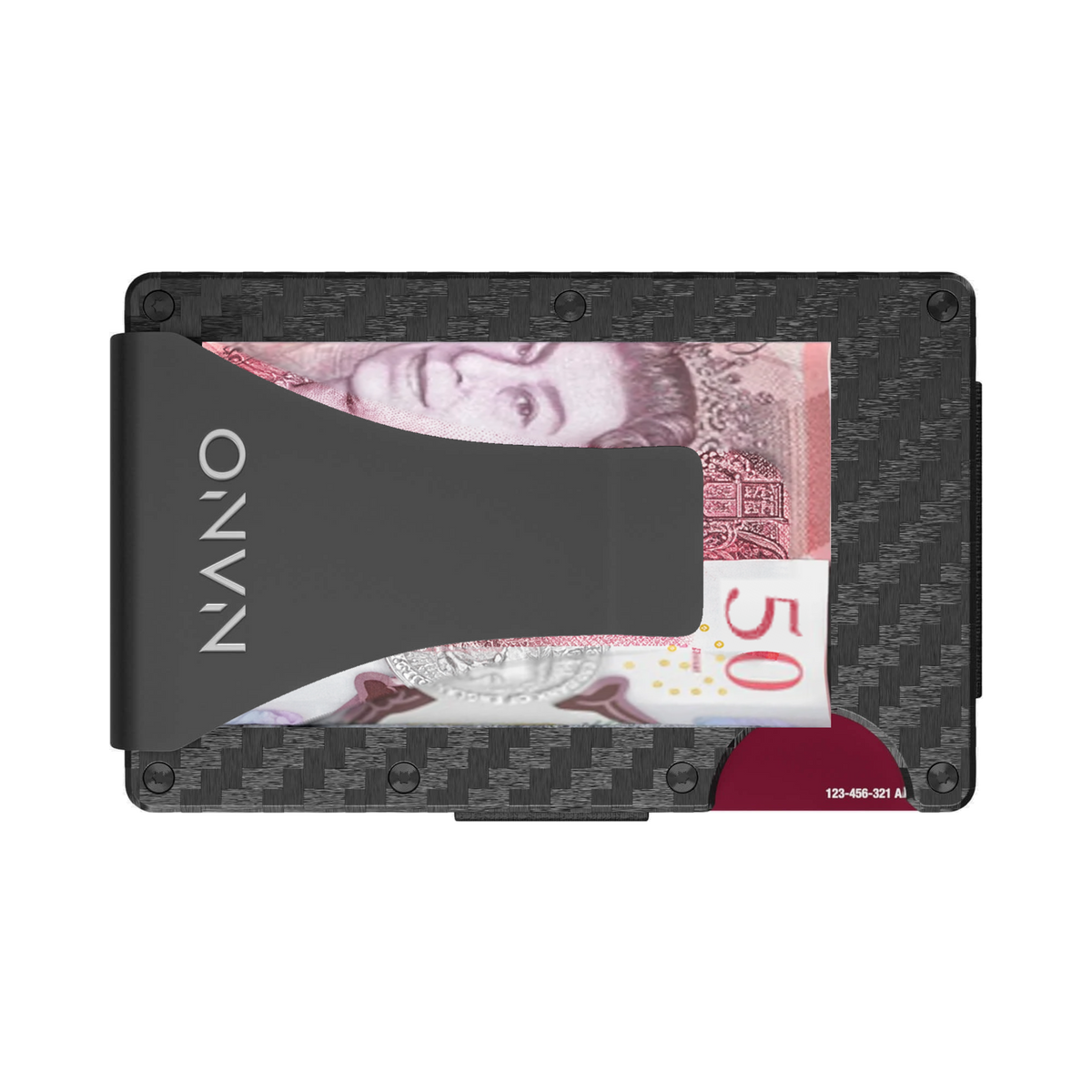 NANO Stealth Black 3K carbon fibre money clip wallet — money clip holding folded cash