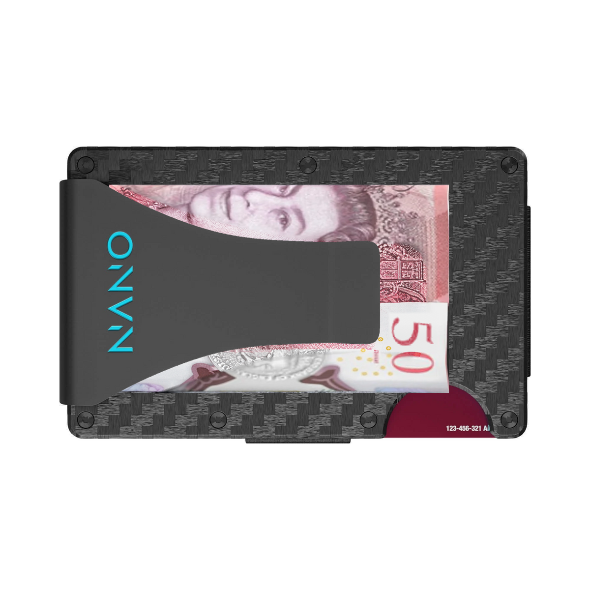 NANO Stealth Black 3K carbon fibre money clip wallet — money clip holding folded cash