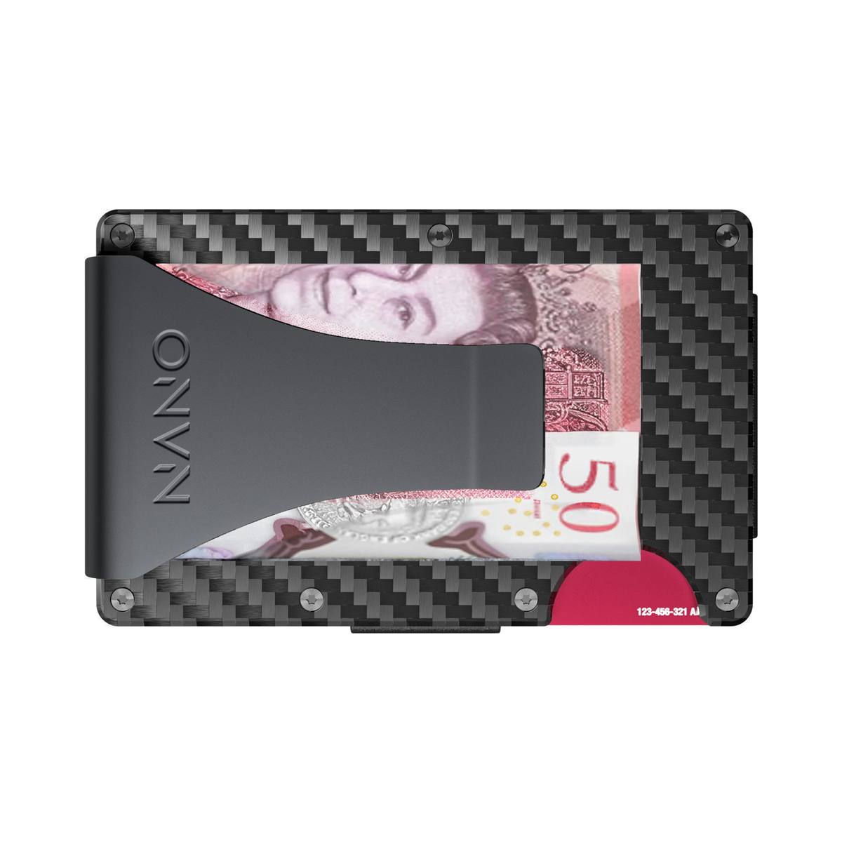 NANO Stealth Black 3K carbon fibre money clip wallet — money clip holding folded cash