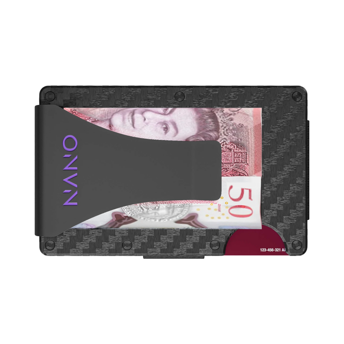 NANO Stealth Black 3K carbon fibre money clip wallet — money clip holding folded cash