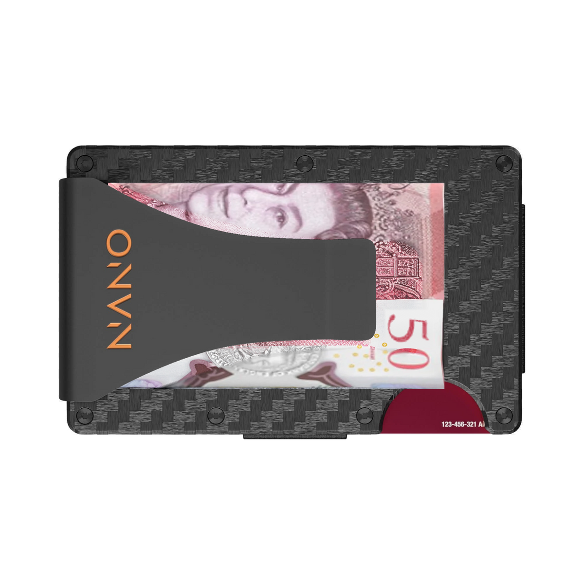 NANO Stealth Black 3K carbon fibre money clip wallet — money clip holding folded cash