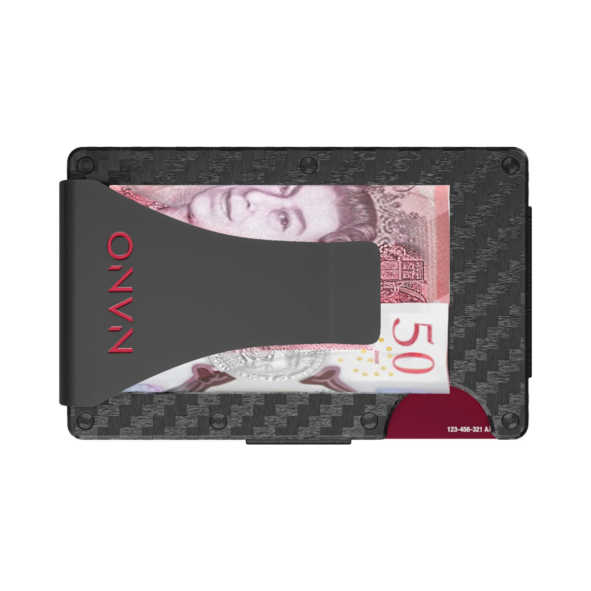 NANO Stealth Black 3K carbon fibre money clip wallet — money clip holding folded cash