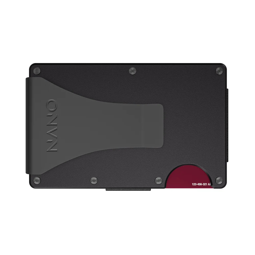 Rear of NANO wallet with the stainless steel Money Clip