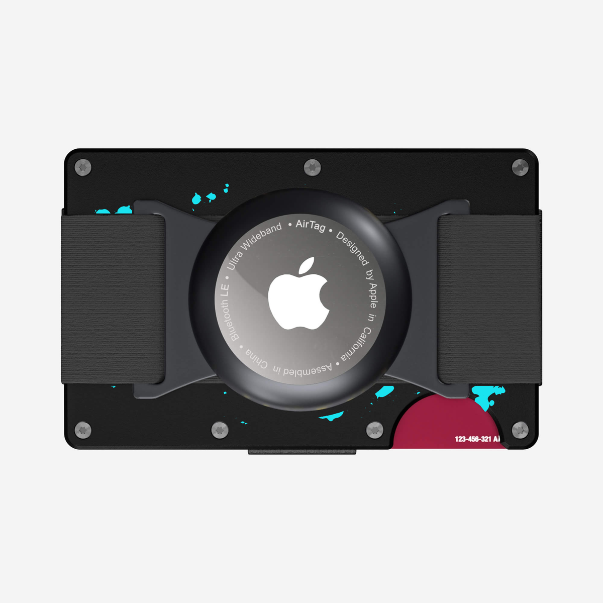 Back view of the NANO Aluminium AirTag Cash Strap Wallet in Cosmic Pulse
