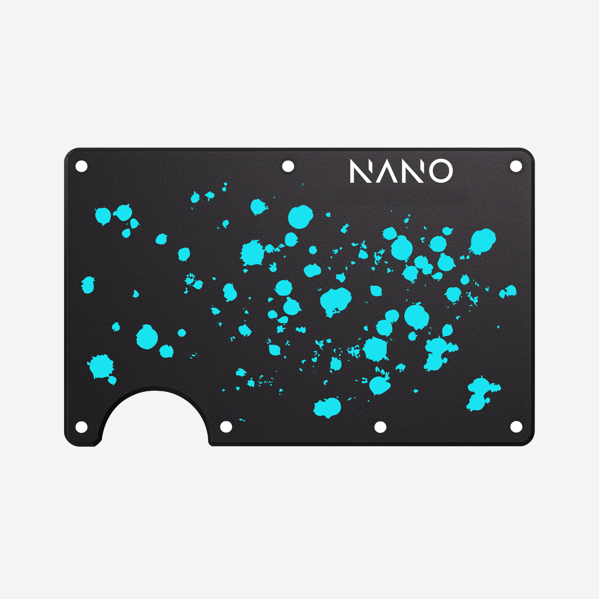 Cosmic Pulse non-personalised wallet cover plate, showing the original screw holes and thumb cutout