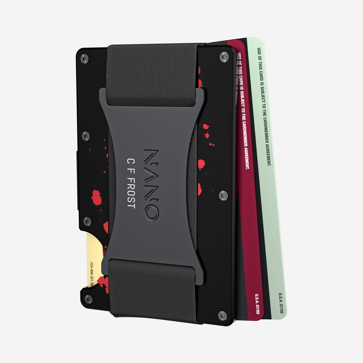Crimson Trace personalised cash strap wallet with C F FROST rear engraving — view 02