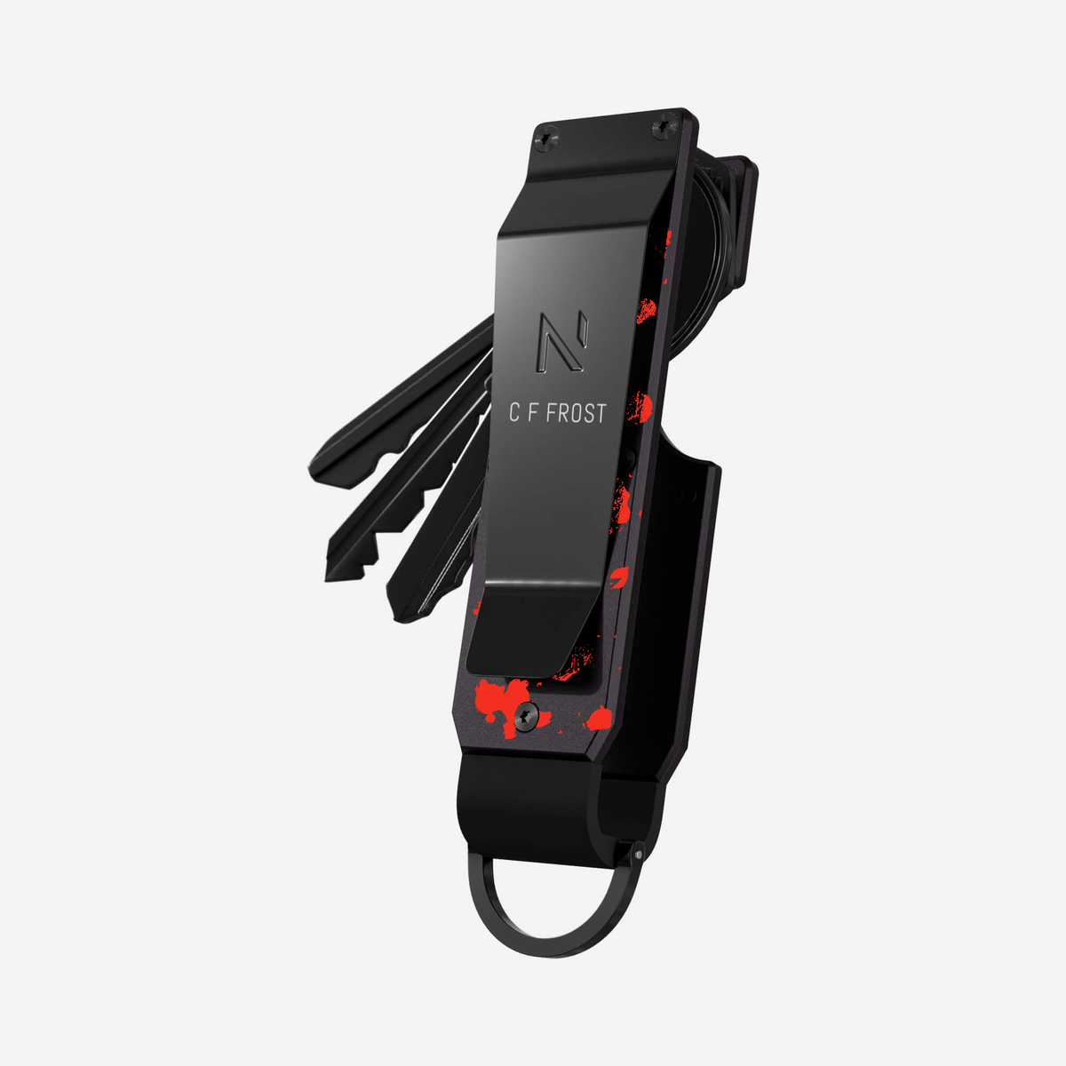 Crimson Trace personalised key case — rear clip view