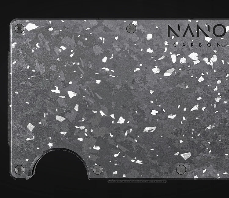 NANO Forged Carbon wallet, shown in the approved closing campaign image.