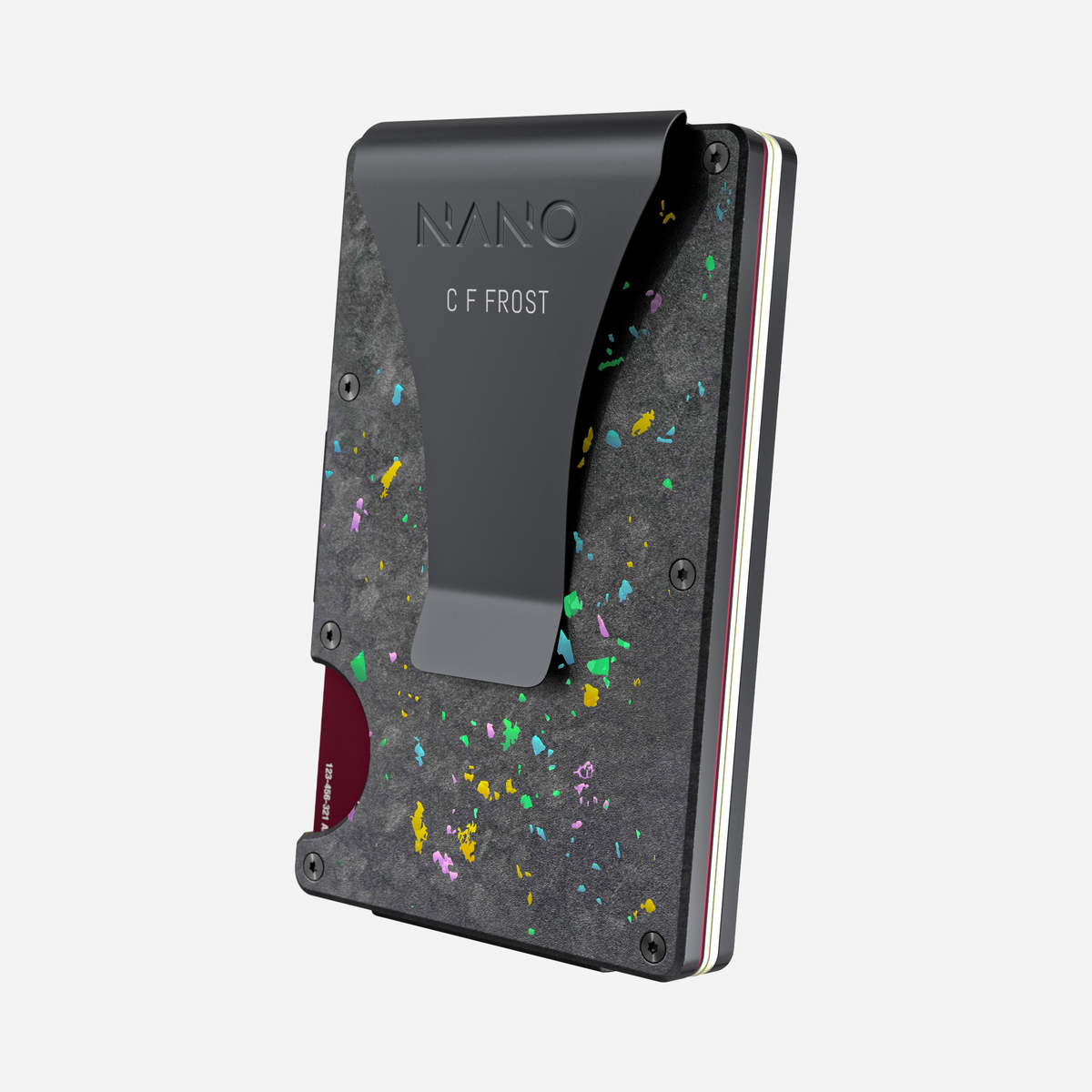 Nero/Prisma personalised money clip wallet with rear C F FROST engraving — view 01