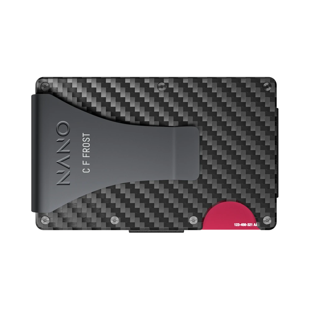 Stealth Black Carbon Fibre 3K wallet with engraving on the rear Money Clip