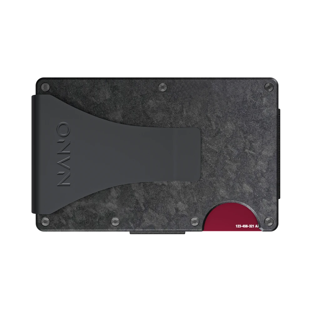 Rear of NANO wallet with the stainless steel Money Clip
