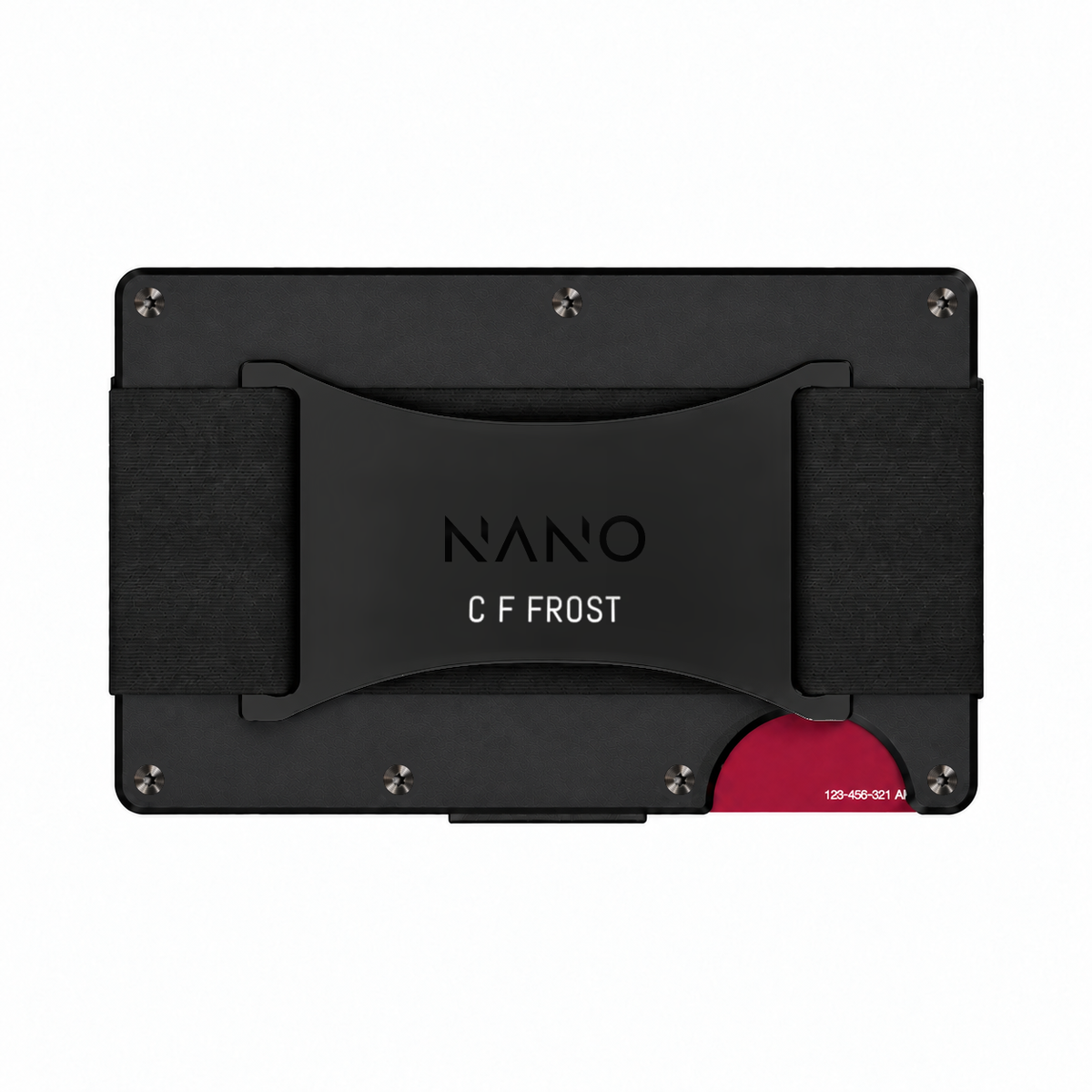 Axiom Black — Cash Strap. On the rear Cash Strap plate, below the NANO logo.