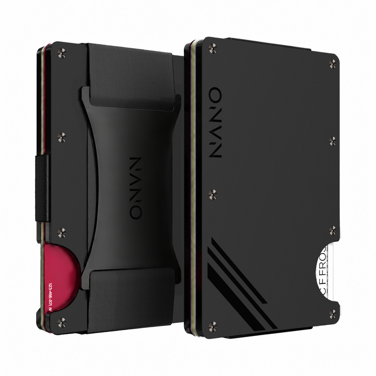 NANO Edition One Vortex Black/Onyx Black Cash Strap Wallet — Front and rear views