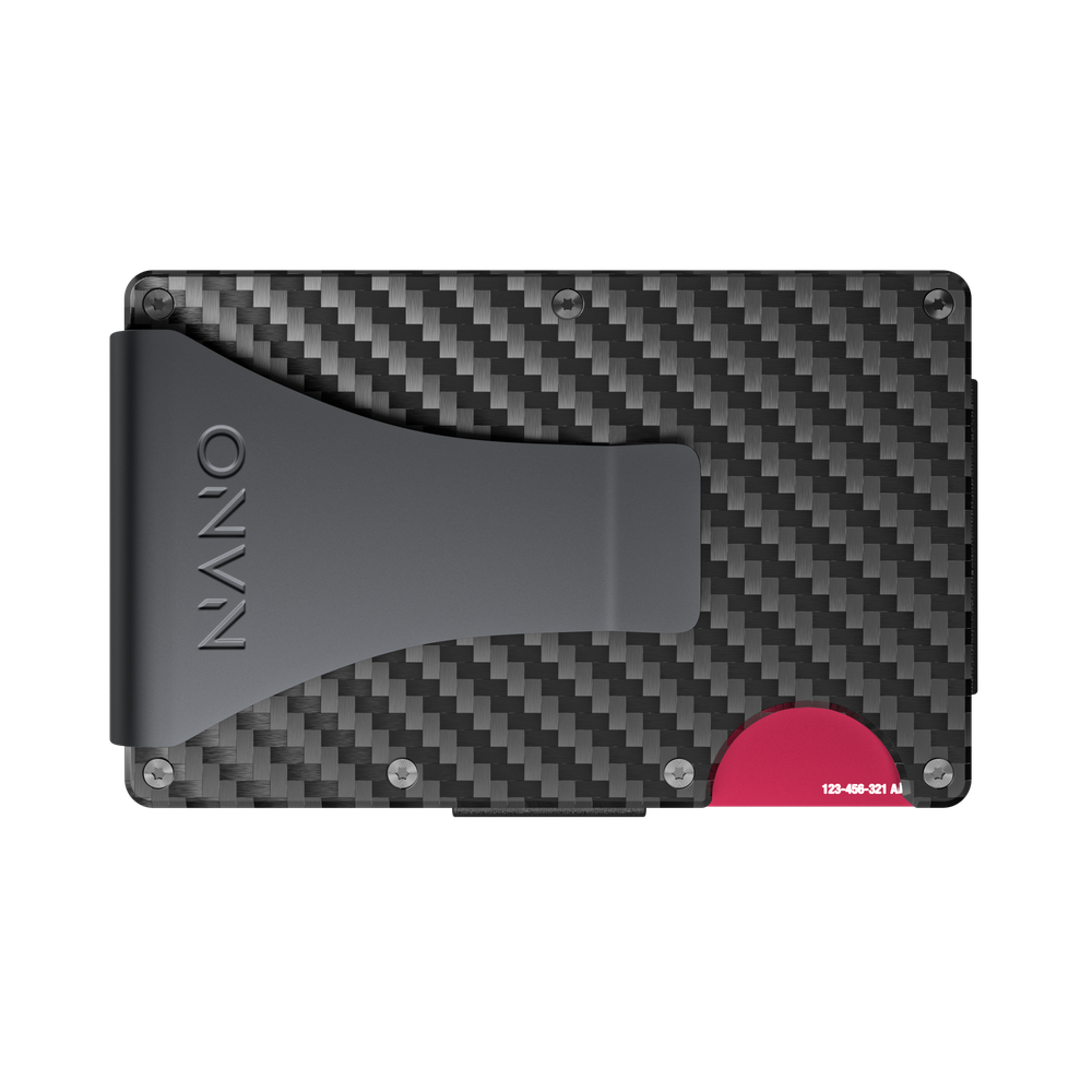 Rear of NANO wallet with the stainless steel Money Clip